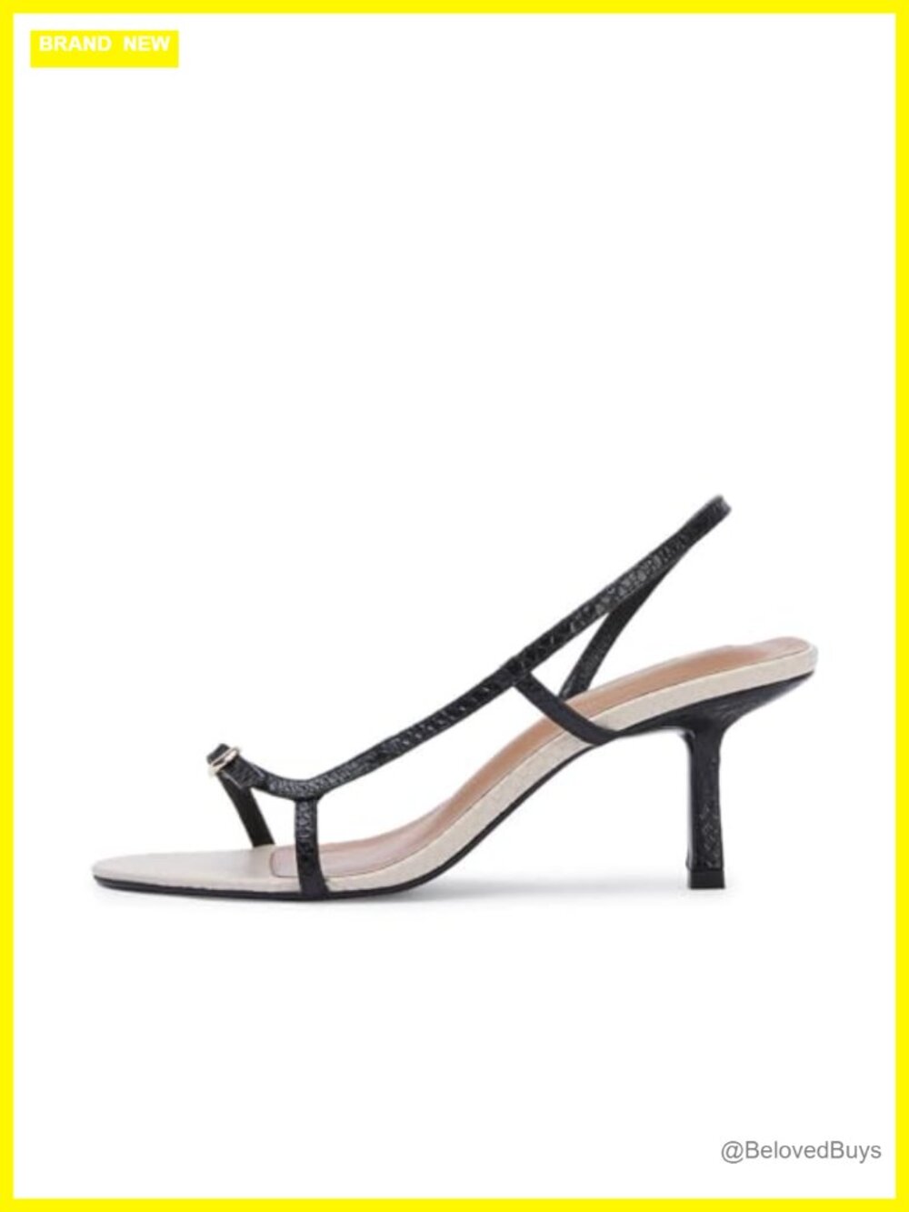Strappy Slingback Stiletto Heeled Sandals Open Toe Gold Buckle